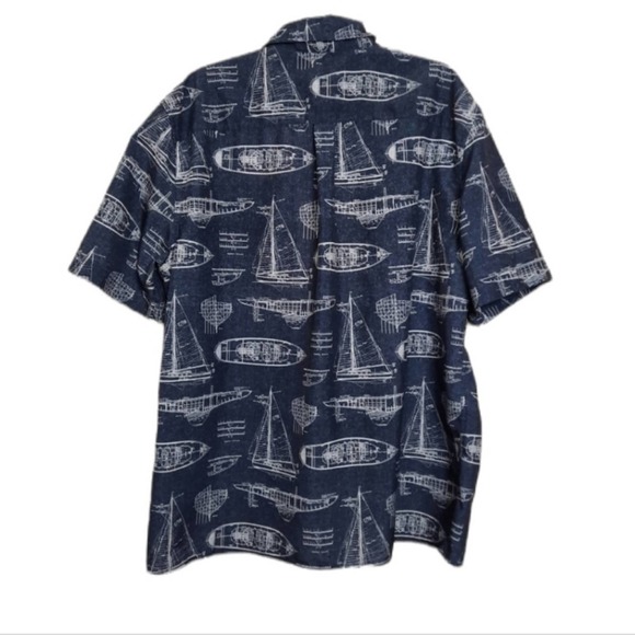 Chaps Shirt Mens XXL Blue Button Down Short Sleeve Casual Pockets - Picture 2 of 5